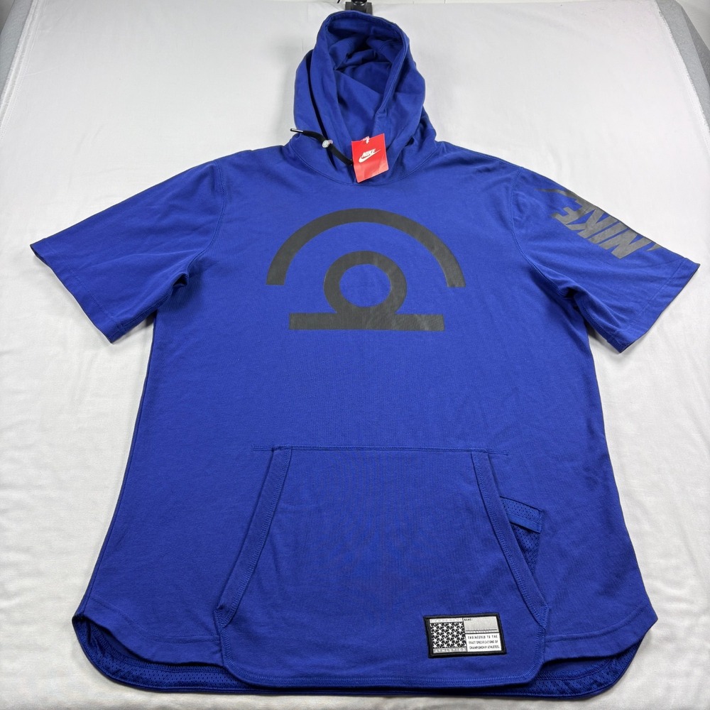 Nike Hoodie Mens XL Blue Air Pivot V3 Pullover Sweatshirt Short Sleeve NEW